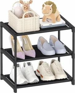 3 Tier Small Shoe Rack, Narrow Stackable Kids Toddler Adult Shoe Storage Organiz - Picture 1 of 12