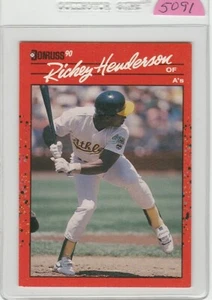 1990 DONRUSS  RICKEY HENDERSON  #304  OAKLAND ATHLETICS  BASEBALL CARD - Picture 1 of 2