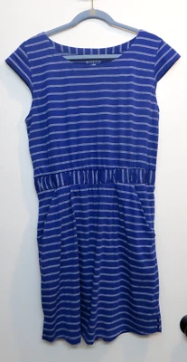 Riders by Lee T Shirt Dress Womens Large Knee Length Pockets Blue White Striped - Image 1 of 4