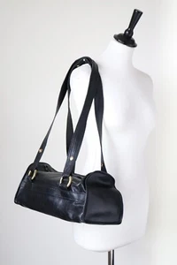 Bolso de Hombro Vintage Cuero Negro - Dama Charme - Correa 2 Vías - MEDIANO - Imagen 1 de 11