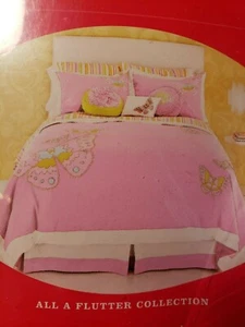 Cynthia Rowley 100% Cotton Queen Duvet Set Cover Bedskirt Shams 3D BUTTERFLY - Picture 1 of 8