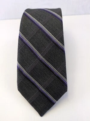 Black & Brown 1826 Silk Neck Tie Grey Purple Plaid Beautiful Hand Really Nice60" - Image 1 of 4