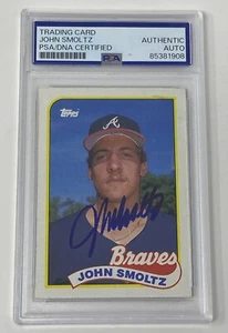 JOHN SMOLTZ Signed 1989 Topps Rookie Card Slabbed PSA Authentic Auto Autograph - Picture 1 of 6