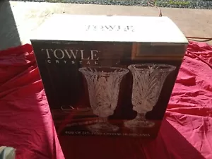 Hurricane Candle Holders 24% Lead Crystal Matching Pair Glass Matching - Picture 1 of 7