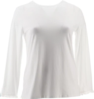 Isaac Mizrahi Crewneck отверстие оборки Slv яркий белый L новый без ЯРЛЫКОВ (684) - Изображение 1 из 4