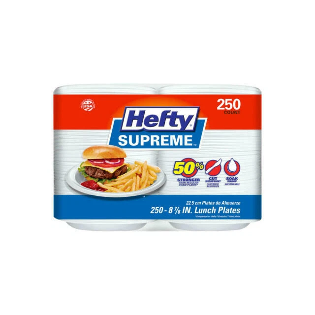 Hefty Supreme White Foam Disposable Plates