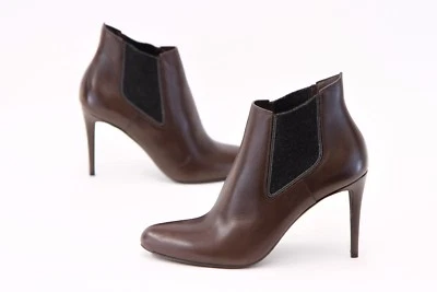 全新无标签 1695 美元 Brunello Cucinelli 100% 皮革 Monili 装饰串珠切尔西靴 A176 — 第 1/4 张图片