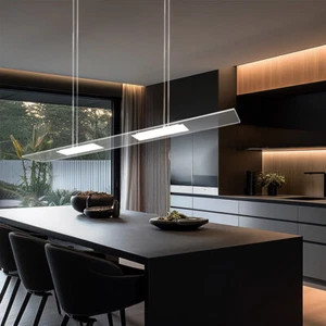 Lampada Pendente Lampada Sospensione 2 Fiamma Metallo Vetro Argento LED H 130 CM - Foto 1 di 7