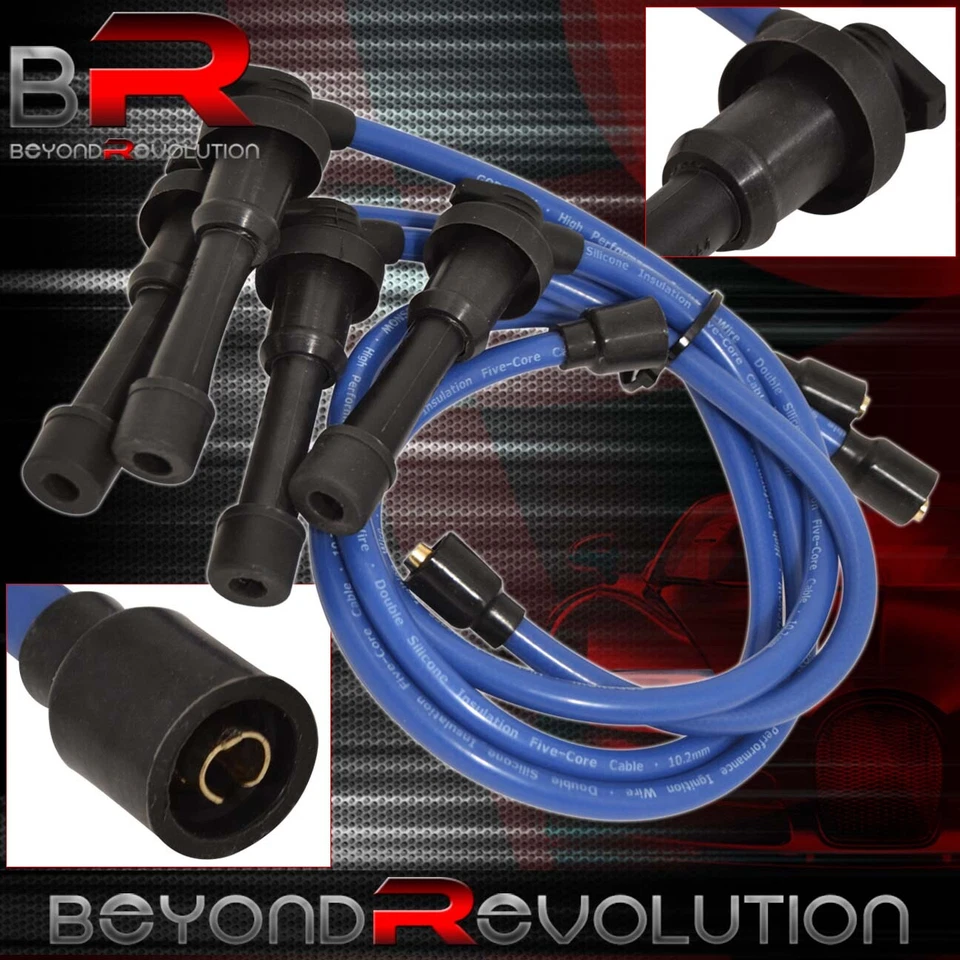 1995-1999 Mitsubishi Eclipse N/A Non Turbo Spiral Core Spark Plug Wire Set Blue - Image 1 of 1