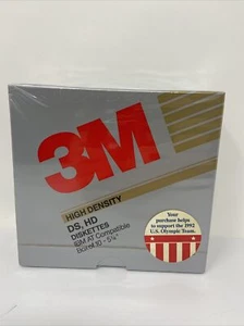 3M DS HD Diskettes Olympic Sticker Box of 10 - 5-1/4" 1992 Vintage Sealed New - Photo 1/8