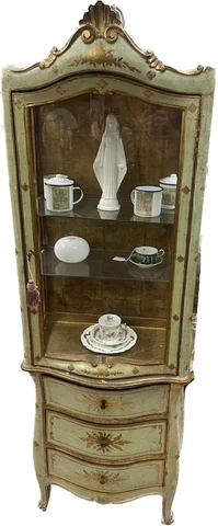 Vintage Italian Florentine Hand Painted and Gilt Decorated Vitrine Cover