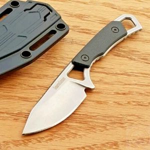 Kershaw Brace Fixed Knife 2" 8Cr13MoV Steel Full Tang Blade Black GFN Handle - Picture 1 of 12