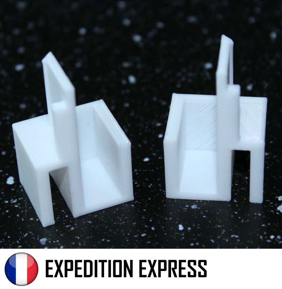 PAIRE GUIDES G/D HAUTS BLANC RAIL PLACARD FORM/OPTIMUM PORTE COULISSANTE EP.10mm