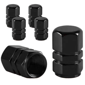 4x BLACK Aluminum Tire Valve Stem Cap / Wheel Dust Cover Caps - Picture 1 of 9