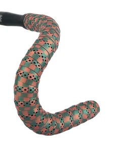NIGHT GUARD GREEN & ORANGE Checker Road Touring Bicycle Bike BTP Handlebar Tape - Picture 1 of 4