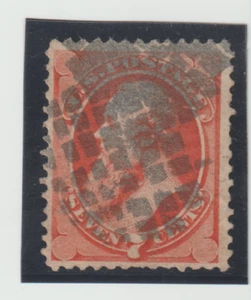 US Scott #160 Used 1873 7c Vermillion Stanton CBN issue Fancy Cancel CV$90. - Picture 1 of 2