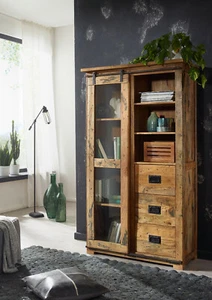 Vitrine I Arona Mangoholz rustikal Eisen Rolltür Vorrätig!!! - Bild 1 von 1