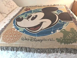 Walt Disney World Mickey Mouse Globe Four Parks Tapestry Throw Blanket - 50"x60" - Picture 1 of 10
