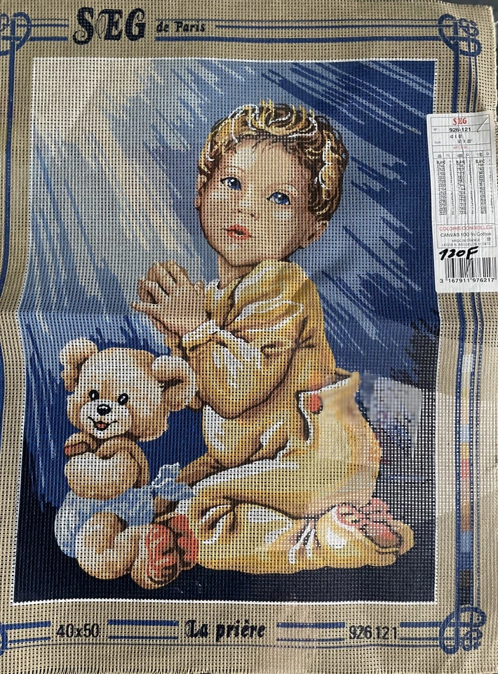 @***SUPERBE CANEVAS NEUF DE SEG 50X40CM AVEC REF -  LA PRIERE****@ - Photo 1/1