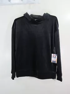 New Avia Corded Velour Hoodie Top Size XS 0 2 Black Soot Long Sleeve - Picture 1 of 6