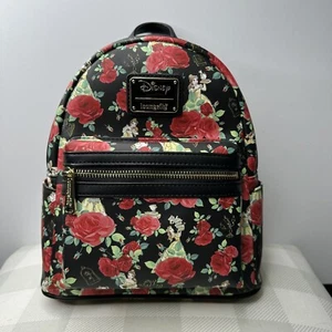 NWT Disney Loungefly 2018 Beauty & The Beast BELLE Roses Black Mini Backpack Bag - Picture 1 of 6