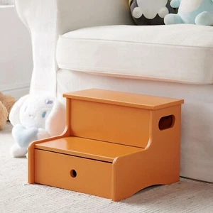 Kings Brand Furniture Toddler Step Stool for Kids with Storage, Honey Ginger - Picture 1 of 7