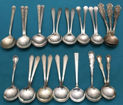 25 Pcs Antique to Vintage Silverplated 5" -6" BOUILLON SPOONS - Image 1 of 4