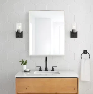 Glacier Bay 24x30" Rectangular Medicine Cabinet Mirror Brushed Nickel Frame ๐ท - Picture 1 of 13