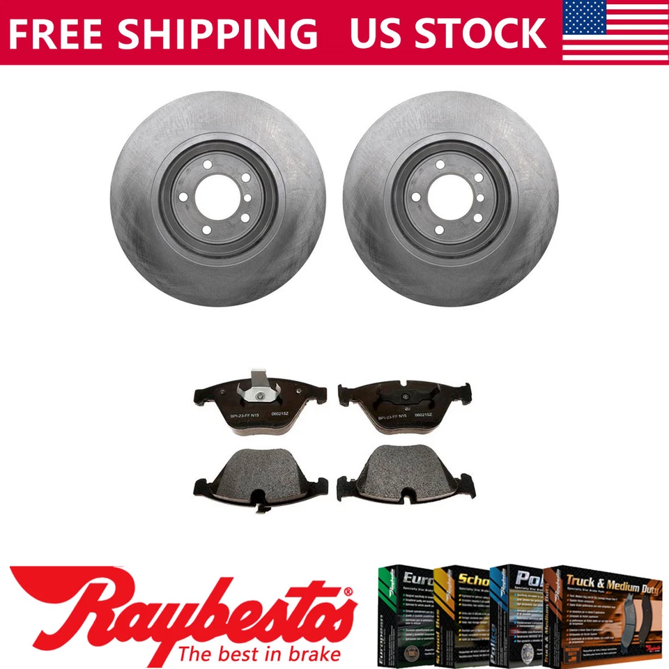 Front Kit Brake Rotors + Metallic Pads & Hardware For 2007-2009 BMW 335i - Image 1 of 4