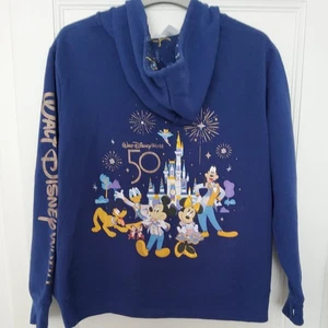 Walt Disney World 50th Anniversary Full Zip Blue Hoodie Sweatshirt - Women 2XL - Picture 1 of 8