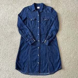 Vestido a Presión Gap Azul Denim Perla Talla Mediana - Imagen 1 de 6