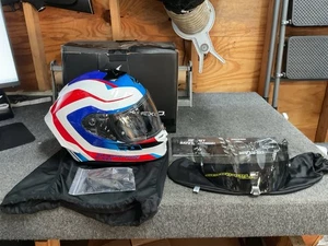 Scorpion Exo Helmet Air Full Face Helmet Exo-R1 Hive Red White Blue Medium - Picture 1 of 15