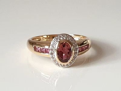 Harry Ivens Ring 925 Sterling Silber vergoldet Pink Turmalin Zirkon Gr. 18 HSE - Bild 1 von 4