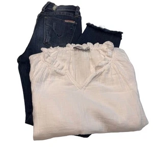 Vineyard Vines White Top & Hudson Jeans Set Girls Sz 14 LOT OF 2 - Picture 1 of 13
