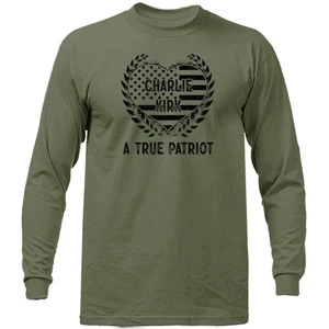 Charlie Kirk Freedom True Patriot Memorial US Flag Langarm T-Shirt - Bild 1 von 17