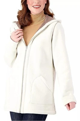 Abrigo Susan Graver Fin de Semana Reversible Polar y Sherpa Talla Mediana Clavo Marfil Foto 1 de 4