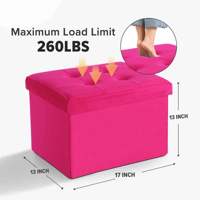 Ottoman Velvet Foot Stool Storage Folding Rest with Padded Modern for Living - Image 1 of 4