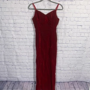 Peter Fashion Vintage Damen Samt Maxi Schlupfkleid rot Größe 6 hergestellt in den USA Whimsigoth - Bild 1 von 8