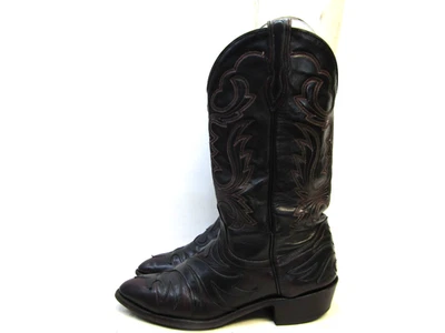 J CHISHOLM Mens Size 9.5 D Black Red Leather Cowboy Western Boots - Image 1 of 4