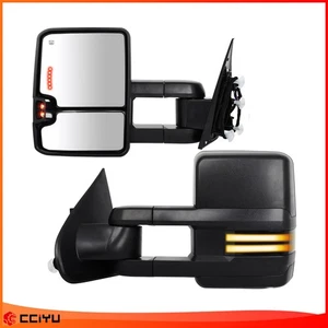 ?Towing Mirrors Heated Running Signals Light Black For 2014-20 Chevy GMC - Picture 1 of 11