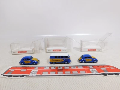 Wiking 1:87 H0 3X VW Lufthansa 0030 Käfer 1200 0797 Bus T1 Mint Box #EG790-0,5 - Immagine 1 di 4