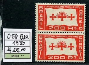 STAMPEDE 1611 - BRAZIL 1933 MNH RHM# C-58 VERTICAL PAIR - Picture 1 of 2