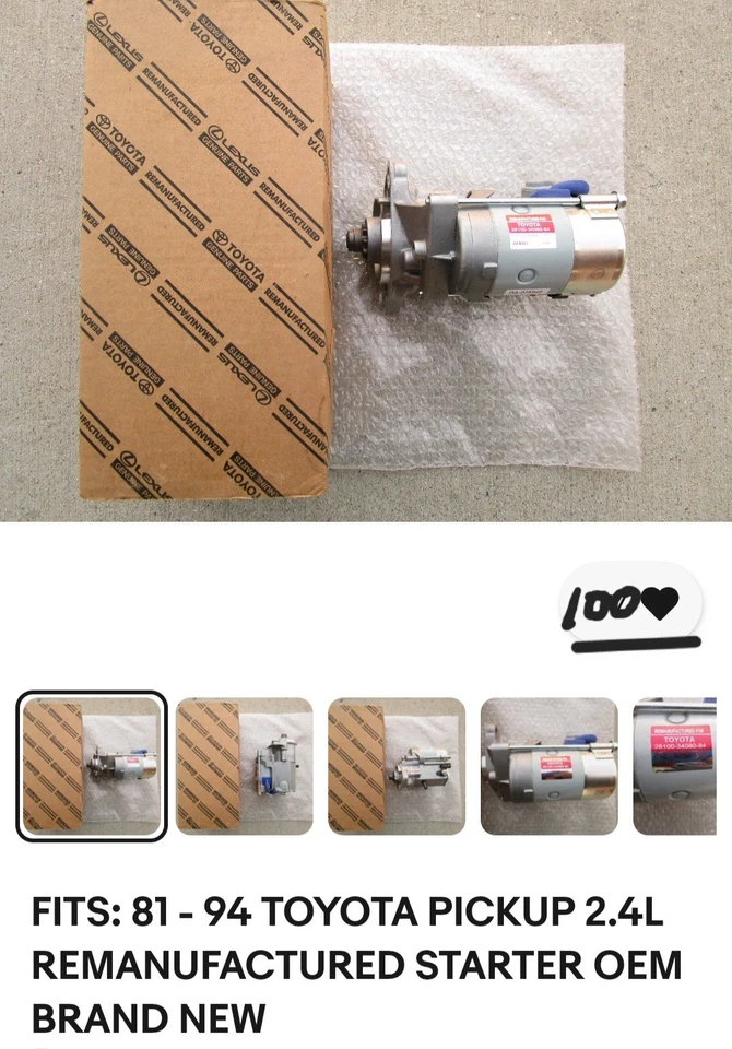 Toyota Pickup 2.4 1981-94 genuino remanufacturado arranque fabricante original nuevo 40 % de descuento Foto 1 de 4
