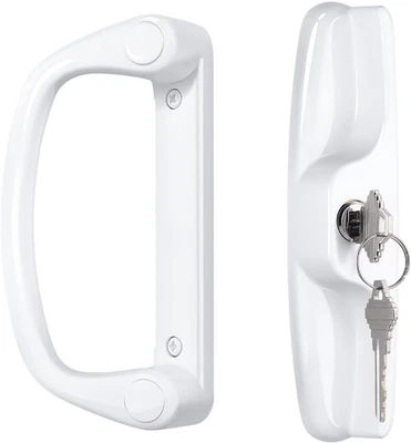 Juego de manijas de puerta corredera de patio con llave, juego de manijas deslizantes de repuesto para Doo de vidrio Foto 1 de 4