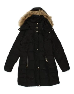 GUESS Womens Hooded Padded Coat UK 10 Small Black Polyester BO03 - Picture 1 of 3