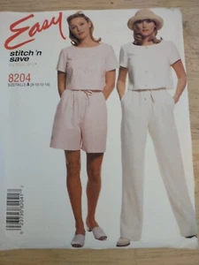McCall's 8204 Misses Easy Stitch n' Save Pants & Crop Top Pattern Sz 8-14 Uncut - Picture 1 of 2