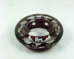 Egermann Böhmisch geschnitten zu klarer Kunst Glas Aschenschale - Bild 1 von 12