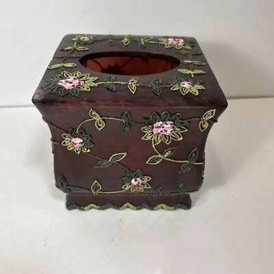 Soporte Caja Pañuelos Acrílico Opaco 3D Roscado Flores Borgoña Baño Popular Foto 1 de 4