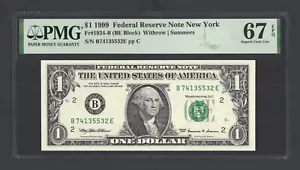 United States-Federal Reserve 1 Dollar 1999 Fr#1924-B (BE Block) UNC Grade 67 - Picture 1 of 2