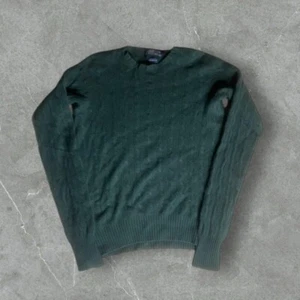 Vintage Polo Ralph Lauren Sweater Mens Large Green 100% Cashmere Cable Knit 90s - Picture 1 of 6